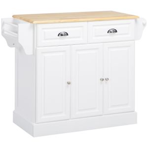 Carrinho de cozinha mdf e madeira de borracha color blanco 110x45x89 cm