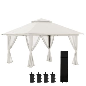 Tenda dobrável tecido de poliéster, nylon e metal color beige