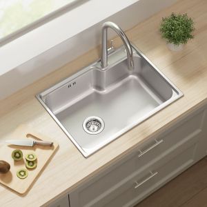 Pia de cozinha 62x45x21cm 1 tigela em aço inox com sistema de drenagem, pra