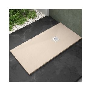 Base de duche 190 x 75cm válvula de drenagem e grelha | beige