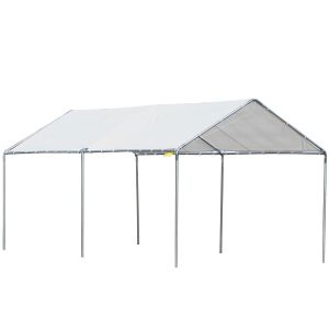 Tenda de garagem aço galvanizado e pe color blanco 294x595x260 cm Outsunny