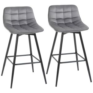 Conjunto de 2 bancos de bar poliéster e metal color gris 45x47x88 cm Homcom