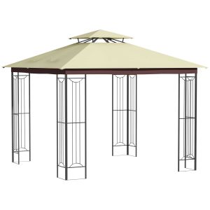 Pérgola de jardim aço e poliéster color beige 297x297x265 cmv Outsunny