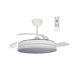 Ventoinha de teto retrátil com luz LED 45w surpino blanco 3cct ø106cm