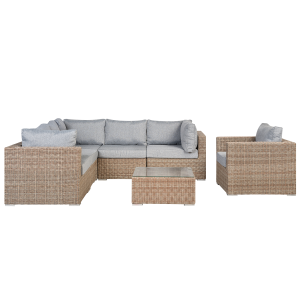 Conjunto lounge contare ratan sintético castanho claro direito