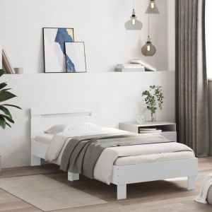 Cama c/ cabeceira 90x190 cm deriv. Madeira branco