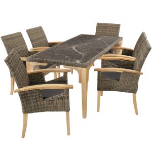 Mesa de rattan foggia com 6 cadeiras rosarno