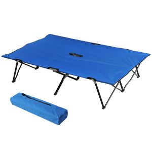 Cama dobrável de campismo metal e tecido oxford color azul 193x125x40 cm