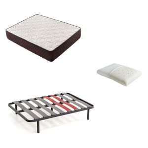 Pack colchão e almofada viscoelástica e base de cama descansin | 120 x 190