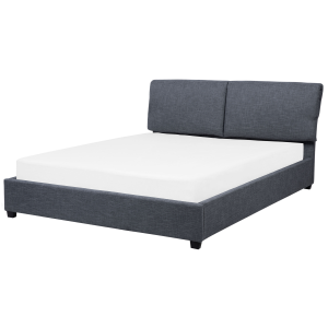 Cama de casal em tecido cinzento escuro 180 x 200 cm belfort