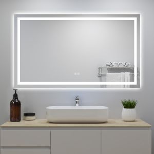 Espelho de casa de banho LED 140×80cm + bluetooth + anti-embaciamento