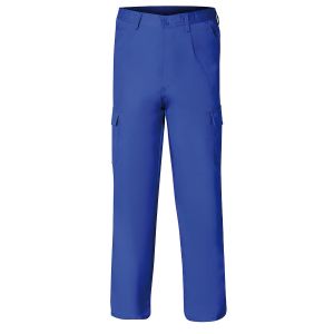 Pantalon de trabajo largo, color azul, multibolsillos, resistente, talla 48