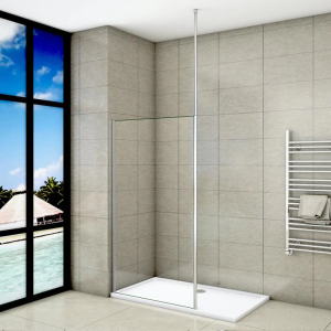 Painel de duche vidro anti-calcário 8mm,barra ao teto 203-320cm,110x200cm