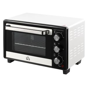 Mini forno metal, aço inoxidável e vidro temperado branco e preto