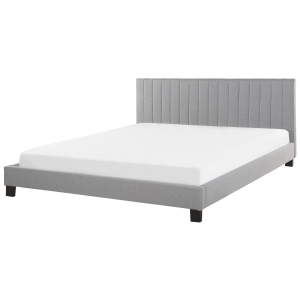 Cama de casal em tecido cinzento claro 180 x 200 cm poitiers