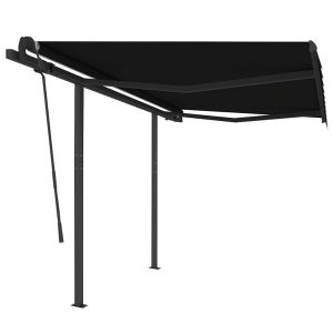 vidaXL toldo retráctil automático con postes gris antracita 3,5x2,5 m