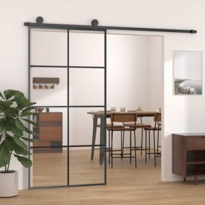 Porta deslizante 102,5x205 cm vidro esg e alumínio preto pt153554