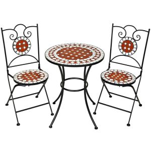 Conjunto de mesa ø 60 cm + 2 cadeiras em mosaico