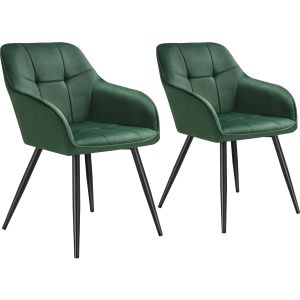 Conjunto de 2 cadeira marilyn, aspeto de veludo, acolchoada, verde escuro/p