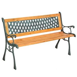 Banco de jardim em ferro fundido e madeira tamara 128x51x73cm