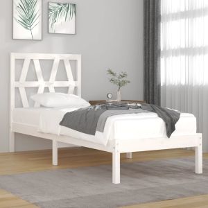 Cama solteiro 90x190 cm pinho maciço branco