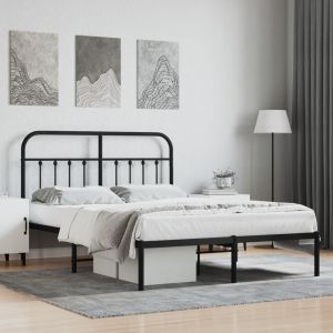 Cama com cabeceira 135x190 cm metal preto