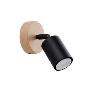 Lámpara de pared verdo 1 madera negra acero/madera 16x16x10cm