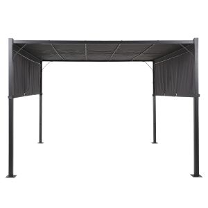 Pérgola de jardim com luzes LED 310 x 310 cm cinzento escuro parga