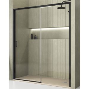 Portas de duche frontal 1 porta 1 fixa | preto 100cm (adap.98-102cm)