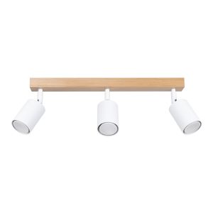 Lámpara de techo verdo 3 madera blanca acero/madera 61x17.5x45cm