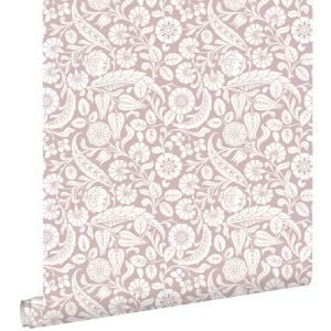 Estahome papel de parede padrão floral roxo claro - 50 x 900 cm - 139331