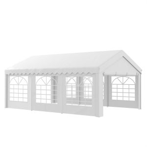 Pérgola de jardim aço, pe color blanco 600x400x280 cm Outsunny