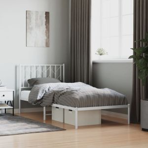 Cama com cabeceira 90x190 cm metal branco