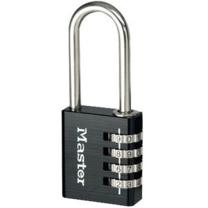 Cadeado combinado de alumínio preto - master lock - 7640eurdblklh - diâmetr