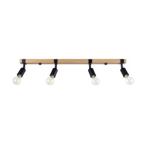 Lámpara de techo zuca 4 madera negra acero/madera 89x14x15cm