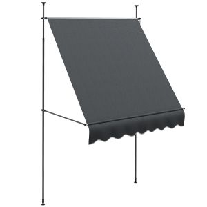 Toldo manual alumínio, metal, tecido de poliéster color gris