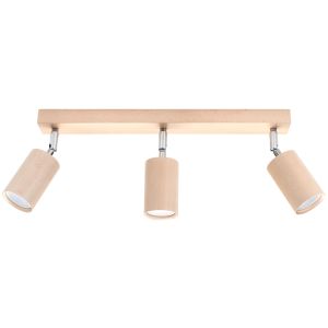 Lámpara de techo berg 3 madera natural madera 45x20x5cm