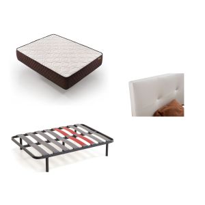 Pack colchão+cabeceira estofada+base de cama de repouso | 105x190 | branco