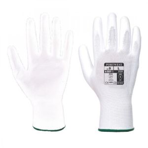 Luvas de trabalho anti-corte em pu - portwest - a129 - branco - mão - uniss