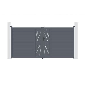 Portão de batente em alumínio 3,5 m veleta 350b180 cinzento