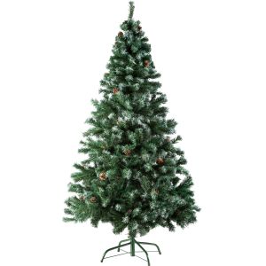 Árvore de natal artificial com pinhas suporte de metal 180cm