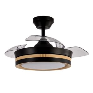 Ventilador dc viper preto/madeira 48w 3 lâminas