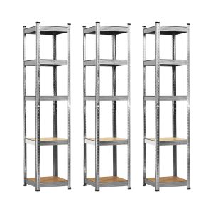 Pack 3 estantes modulares com 5 prateleiras reguláveis 180x40x40 175kg o91