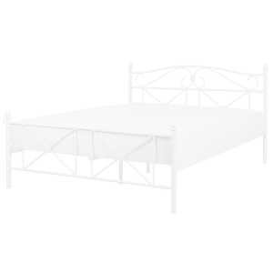 Cama de casal em metal branco 140 x 200 cm rodez