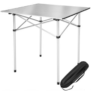 Mesa dobrável em alumínio 70 x 70 x 70 cm, prata