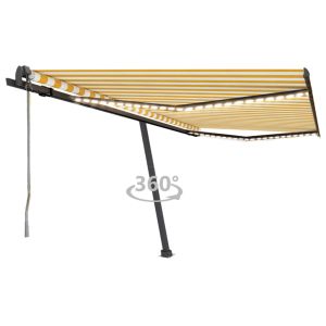 vidaXL toldo automático LED sensor de viento amarillo blanco 450x350cm