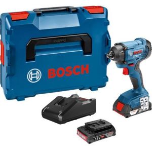 Chave de impacto Bosch professional gdr 18v-160 + 2 baterias 2.0ah + l-boxx