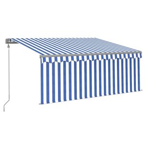 vidaXL toldo retráctil automático con persiana azul y blanco 3,5x2,5 m