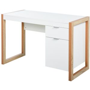 Mesa de computador melamina de madeira color blanco 112,5x50x75,5cm Homcom