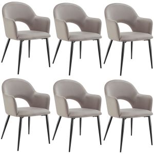 Conjunto de 6 cadeira de jantar sachel, aspecto veludo, estofada, 120 kg, c